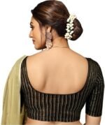 Jacquard Striped Stretchable Fit & Comfy Round Neck Half Sleeve Readymade Saree Blouse Stylish Crop Top Choli for Girls & Women - Image 2