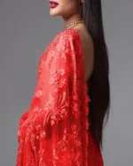 Embroidered Saree with Scalloped Border - Image 5