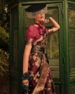 Woven Saree with Contrast Border - Image 2