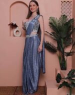 Women Lycra Saree with Blouse Piece - Image 5