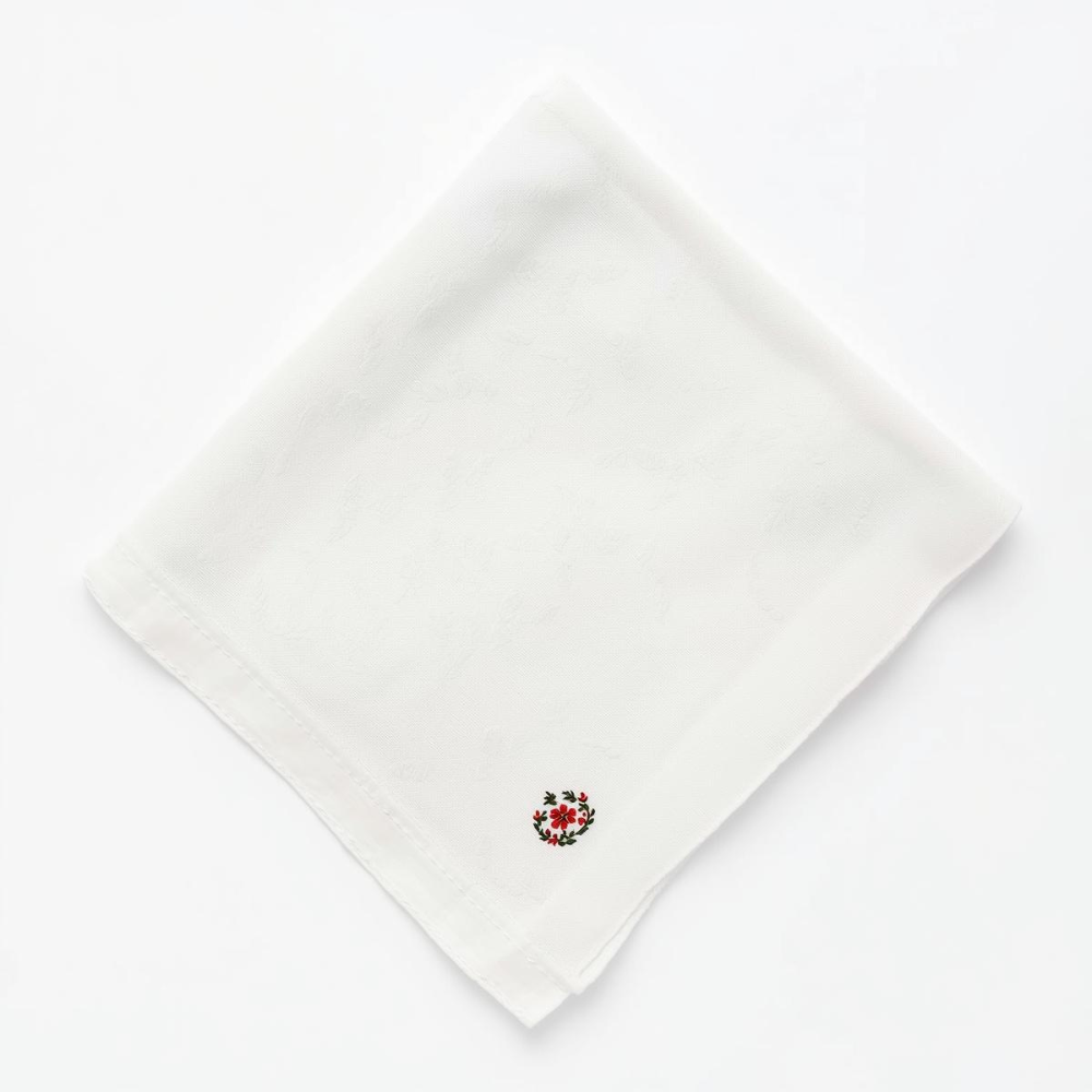 53 White Handkerchief - Red Floral (Classic) - Image 1