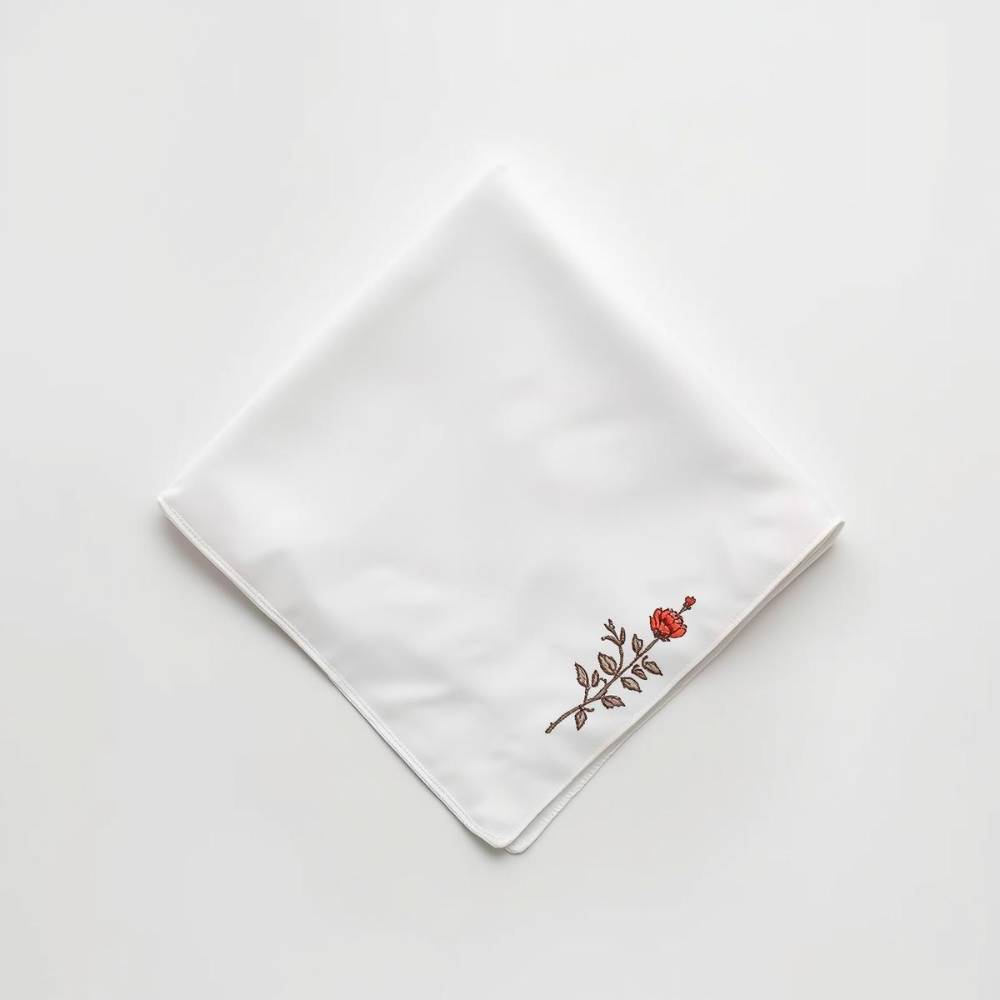 56 White Handkerchief - Red Floral (Luxe) - Image 1