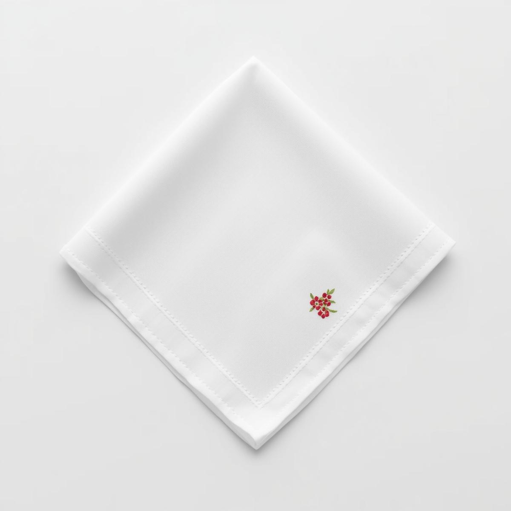 58 White Handkerchief - Red Floral (Elite) - Image 1
