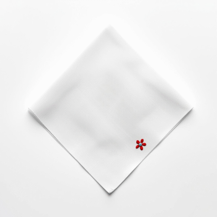 White Handkerchief - Red Floral (Vintage)