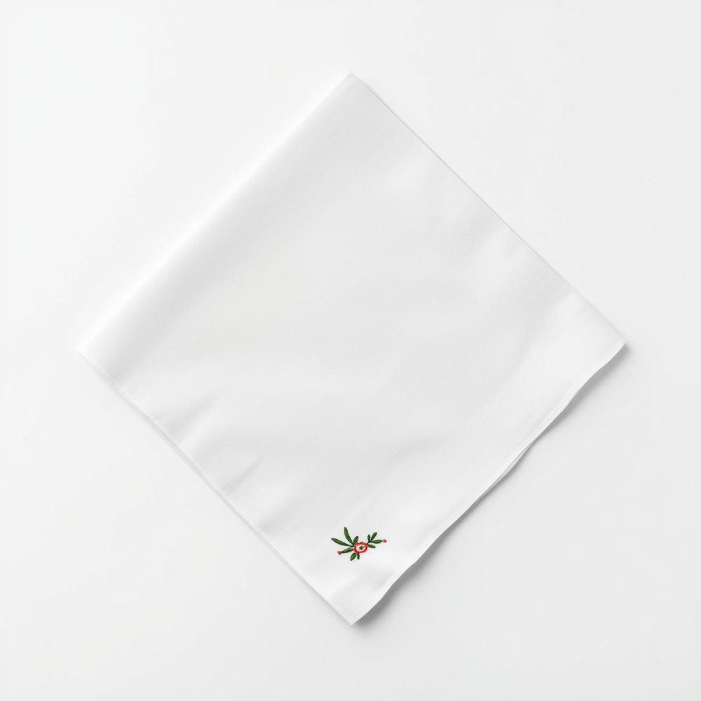 60 White Handkerchief - Red Floral (Premium) - Image 1